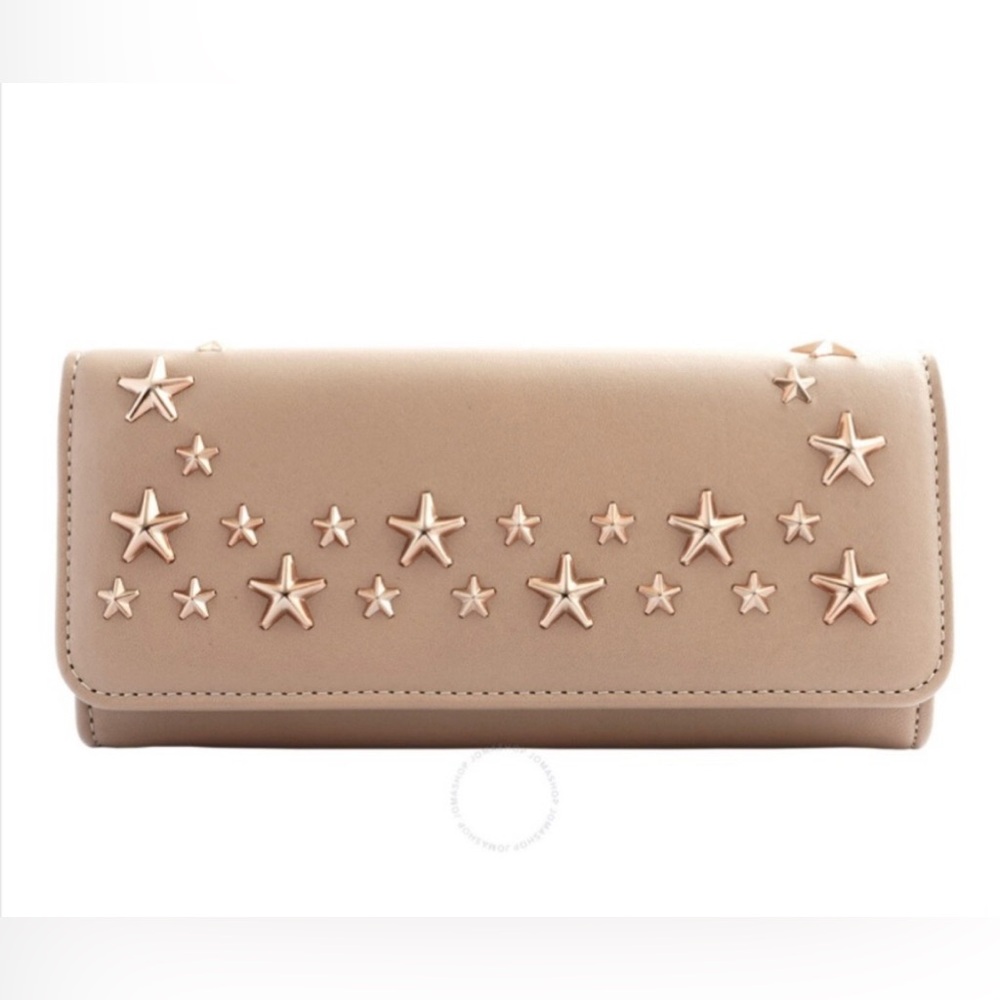 Jimmy Choo Nino Gold Star-Embossed Patent Leather Medium Size Trifold Wallet